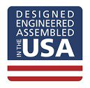 Label proclaiming a product is designed, engineered, and assembled in the usa.